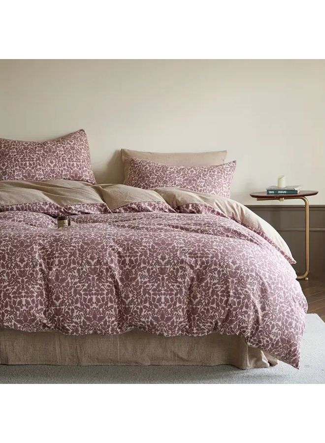 Vintage Floral Duvet Cover 86 61x94 49 Inches Soft Linen Zipper Closure Machine Washable Pink - Image 2